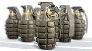 3D american hand grenade frag