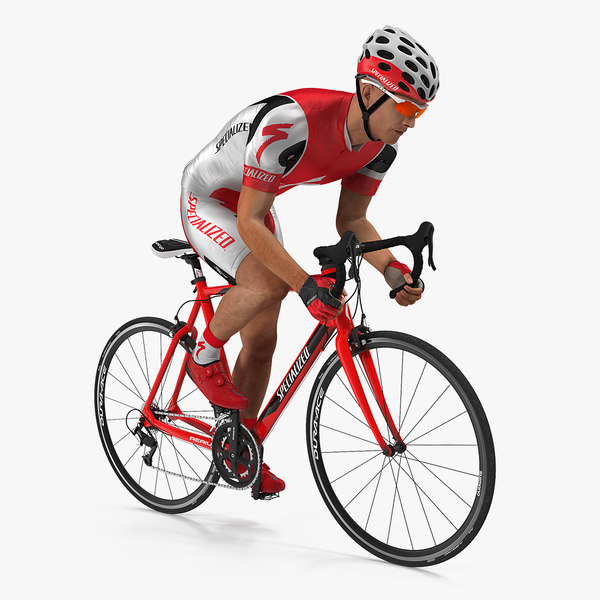 3D model cyclist athlete red suit