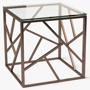 3D square end table metal