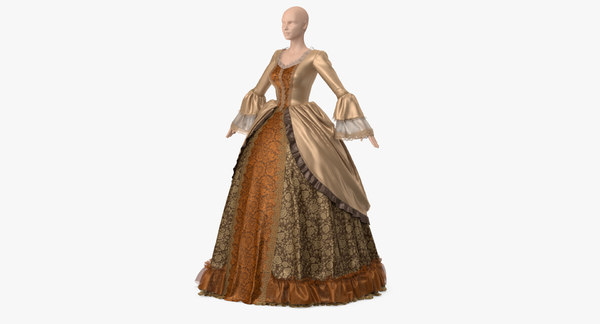 Vintage Dress Yellow 3d Model Turbosquid