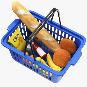 real shopping basket goods 3D model