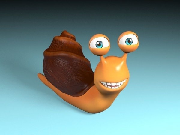 3d cartoon rigged snail shell model