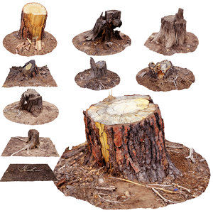 scanned tree stumps pack 3D model