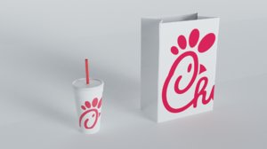 3D generic bag cup fast food model