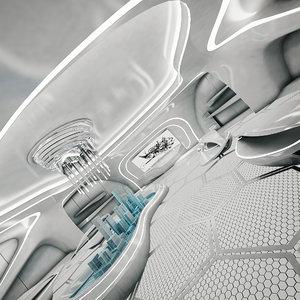 3D sci-fi futuristic exhibition room design model