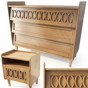 3D wooden dresser nightstand