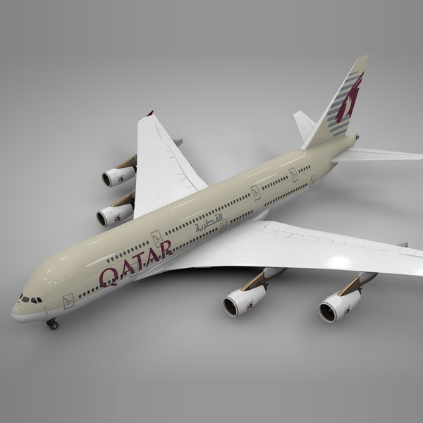 3d Model Airbus A380 Qatar Airlines Turbosquid 1392847
