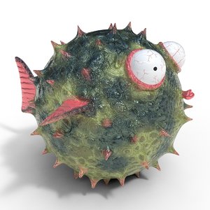 3D blowfish cartoon pufferfish