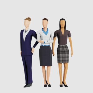 business women low-poly 3D
