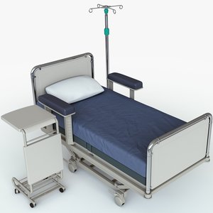 3D hospital patient bed set model