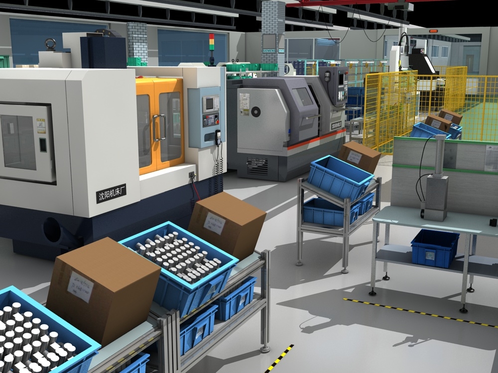 工厂内部场景和设备的集合3d模型