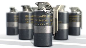 3D american hand grenade frag model