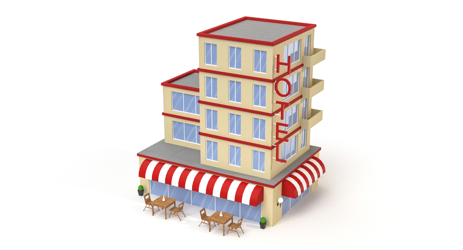 cartoon hotel 3d model