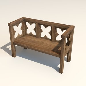 3D medieval bench model