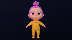 character baby girl rig 3D model