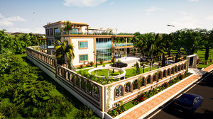 villa landscaping garden model