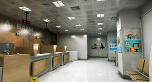 3D model realistic bank room interior