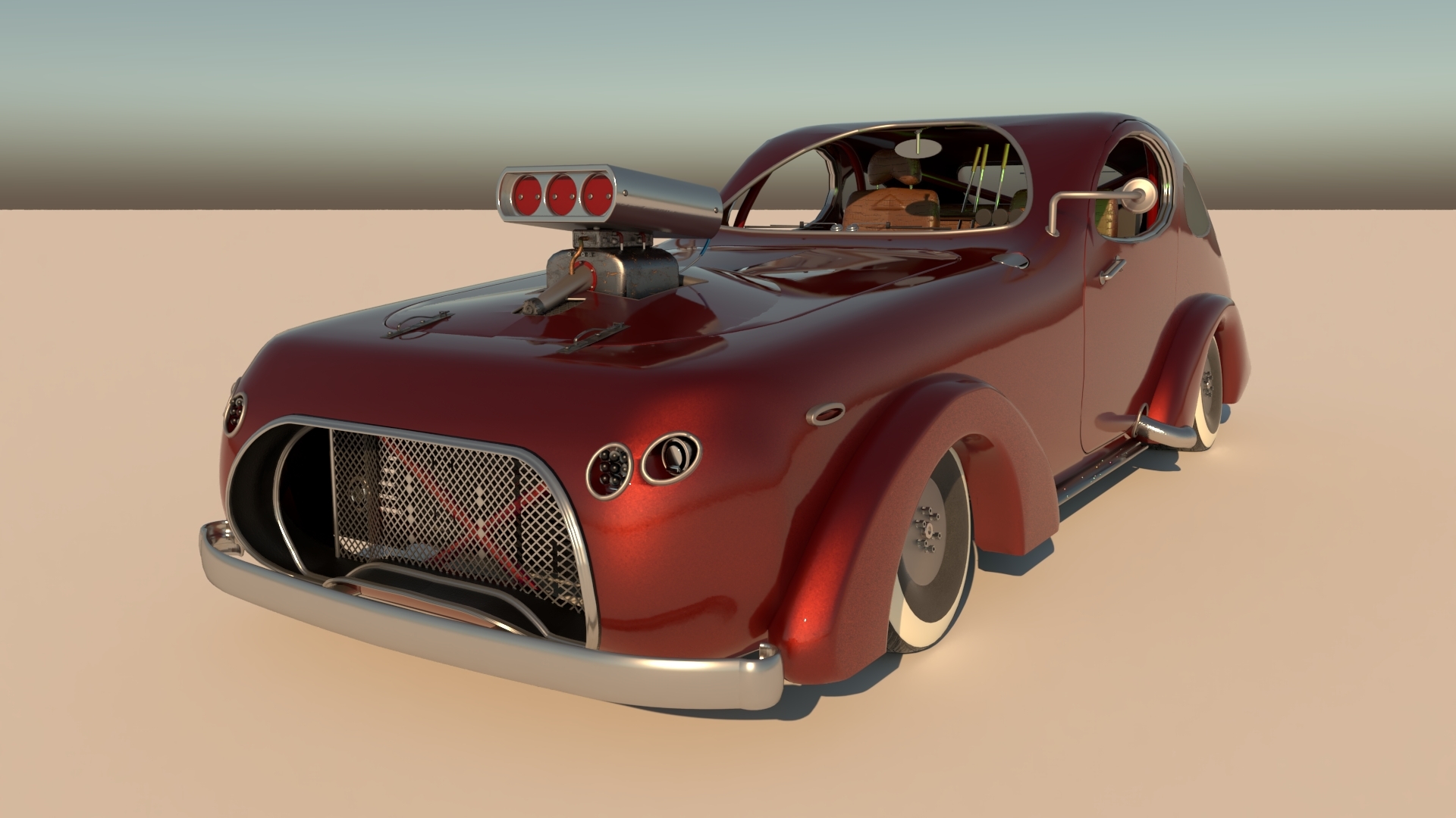 3d retro classic car