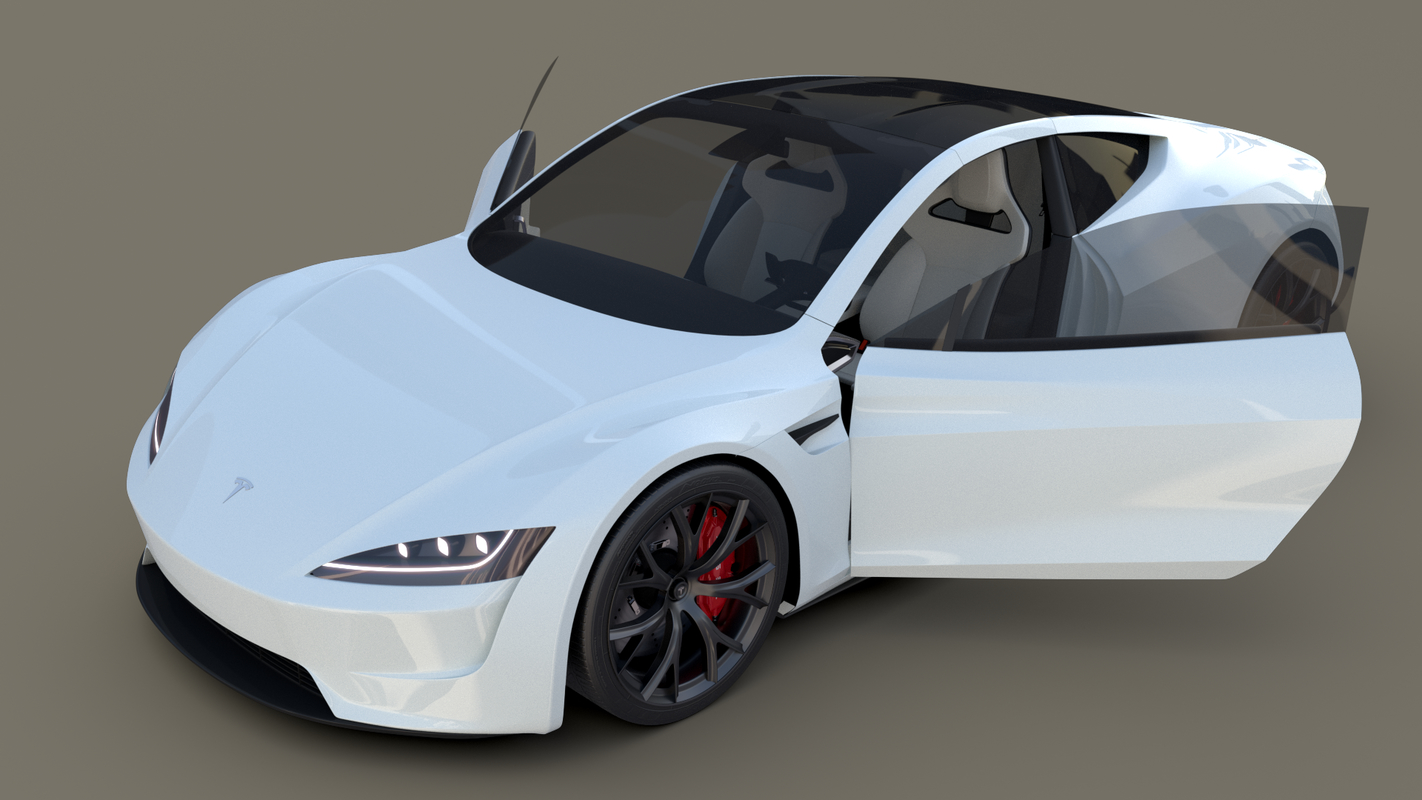 Tesla Roadster Branco com Interior Modelo 3D - TurboSquid 1395634