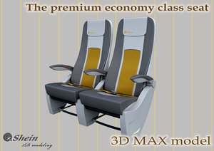 premium economy class seat 3D model