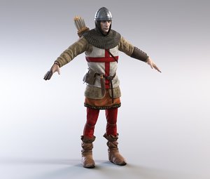 3D medieval english archer model