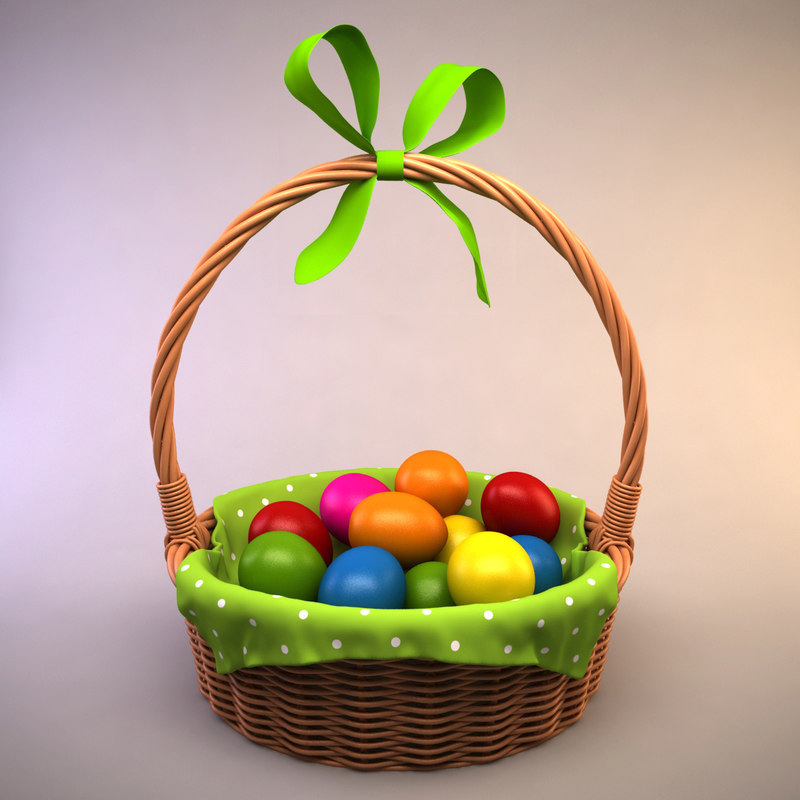 3d easter basket eggs model