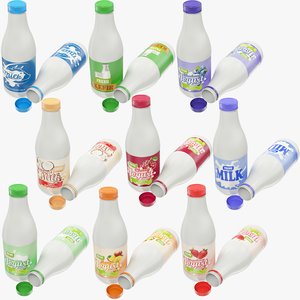 3D milk products bottles yogurt