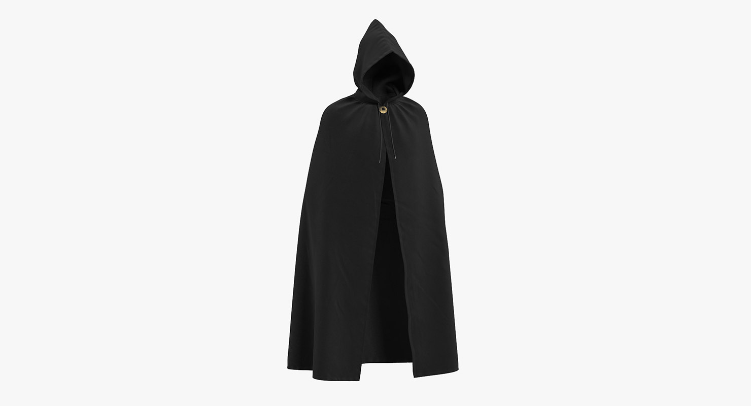 Black cloak cape hood 3D - TurboSquid 1396100