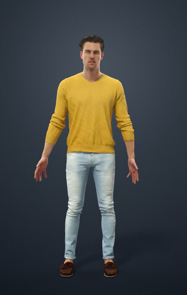 animated casual man in jeans long sleeves - a-pose - vince