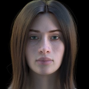 3D model female character rig face