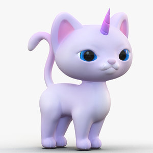 3D model cute cartoon kittycorn