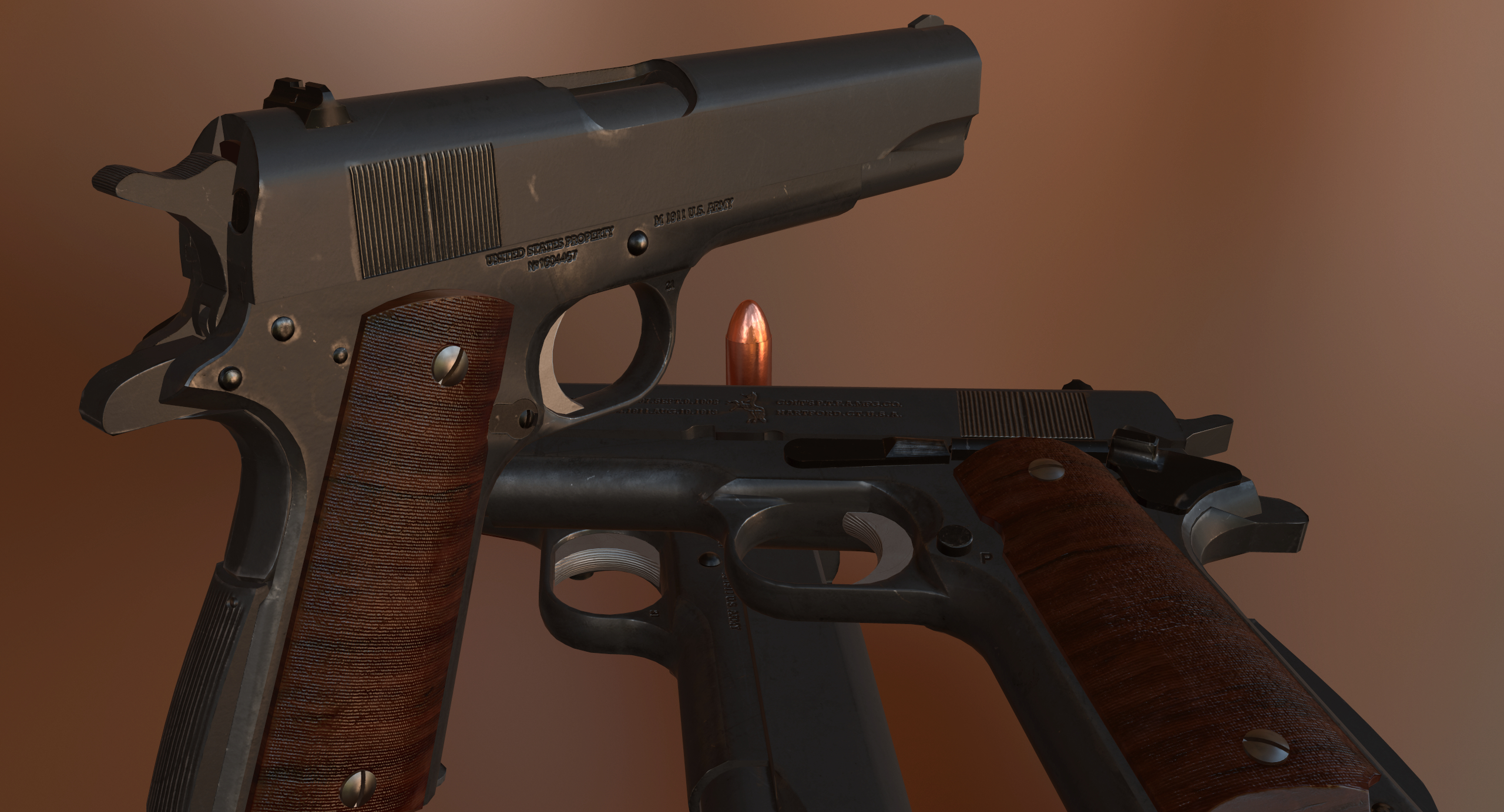 柯尔特1911 m1完全详细3d模型