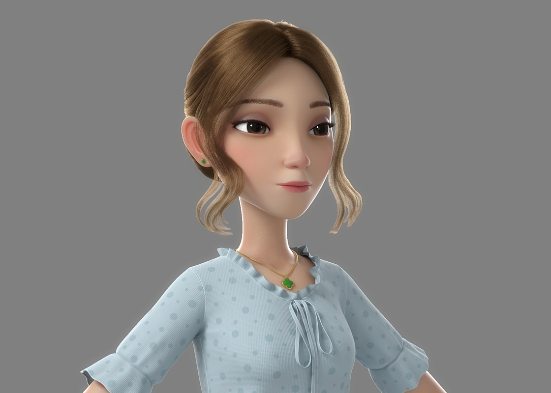 Cartoon girl rigged character 3D model - TurboSquid 1397675