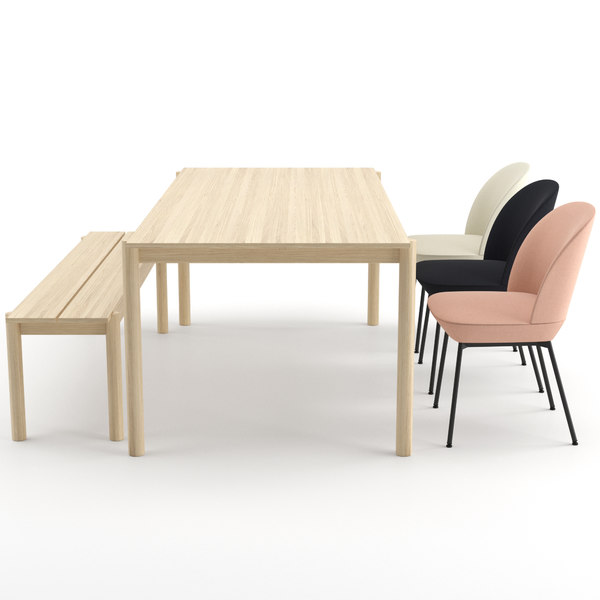 MUUTOのベンチ付きオスロの椅子とテーブル3Dモデル - TurboSquid 1397849