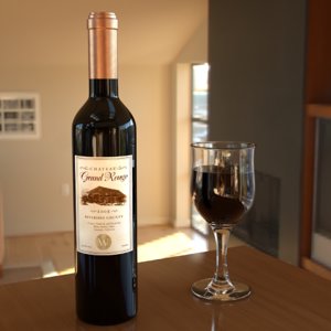 3D wine bottle glass model