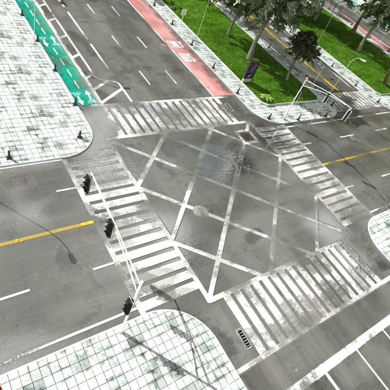 Road intersection 3D model TurboSquid 1398015