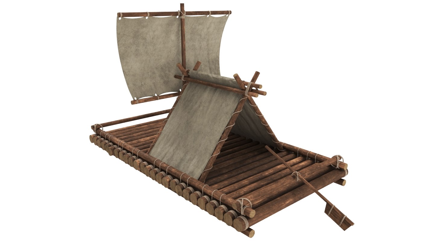 3D real wooden raft wood model - TurboSquid 1398057