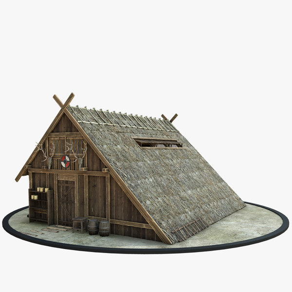 3D medieval viking house model