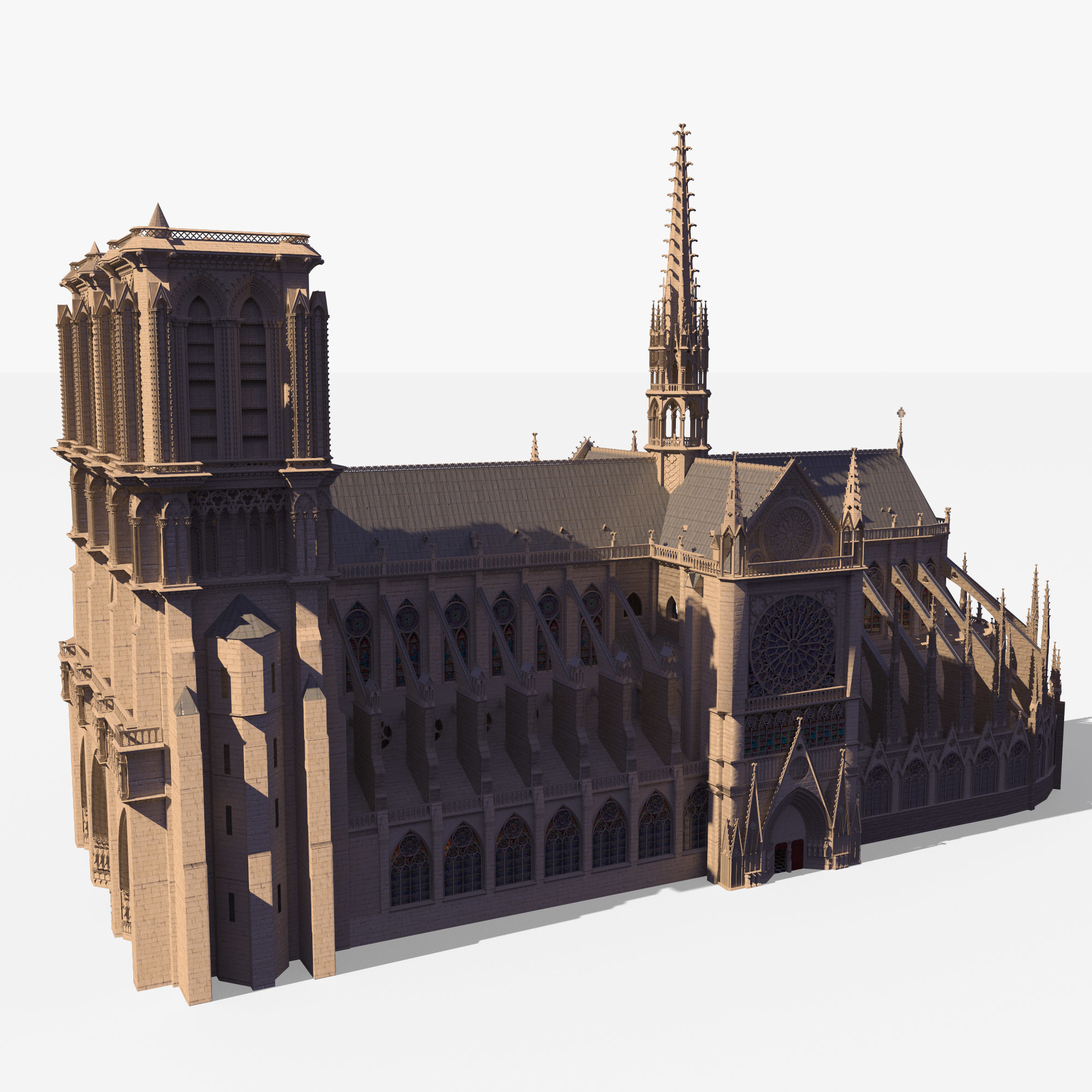 巴黎圣母院哥特式大教堂3d模型