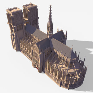 3D notre dame gothic cathedral model