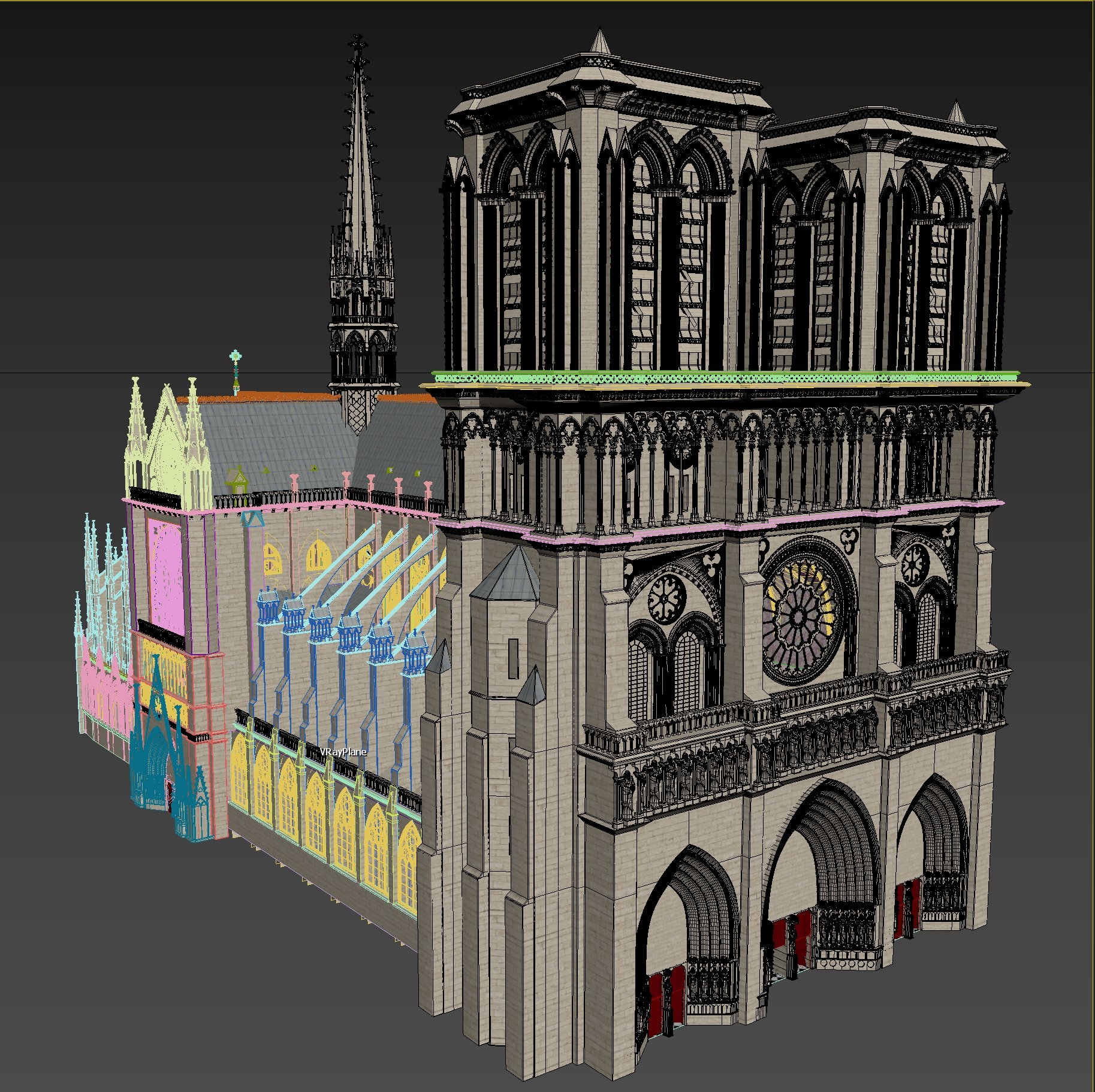 巴黎圣母院哥特式大教堂3d模型