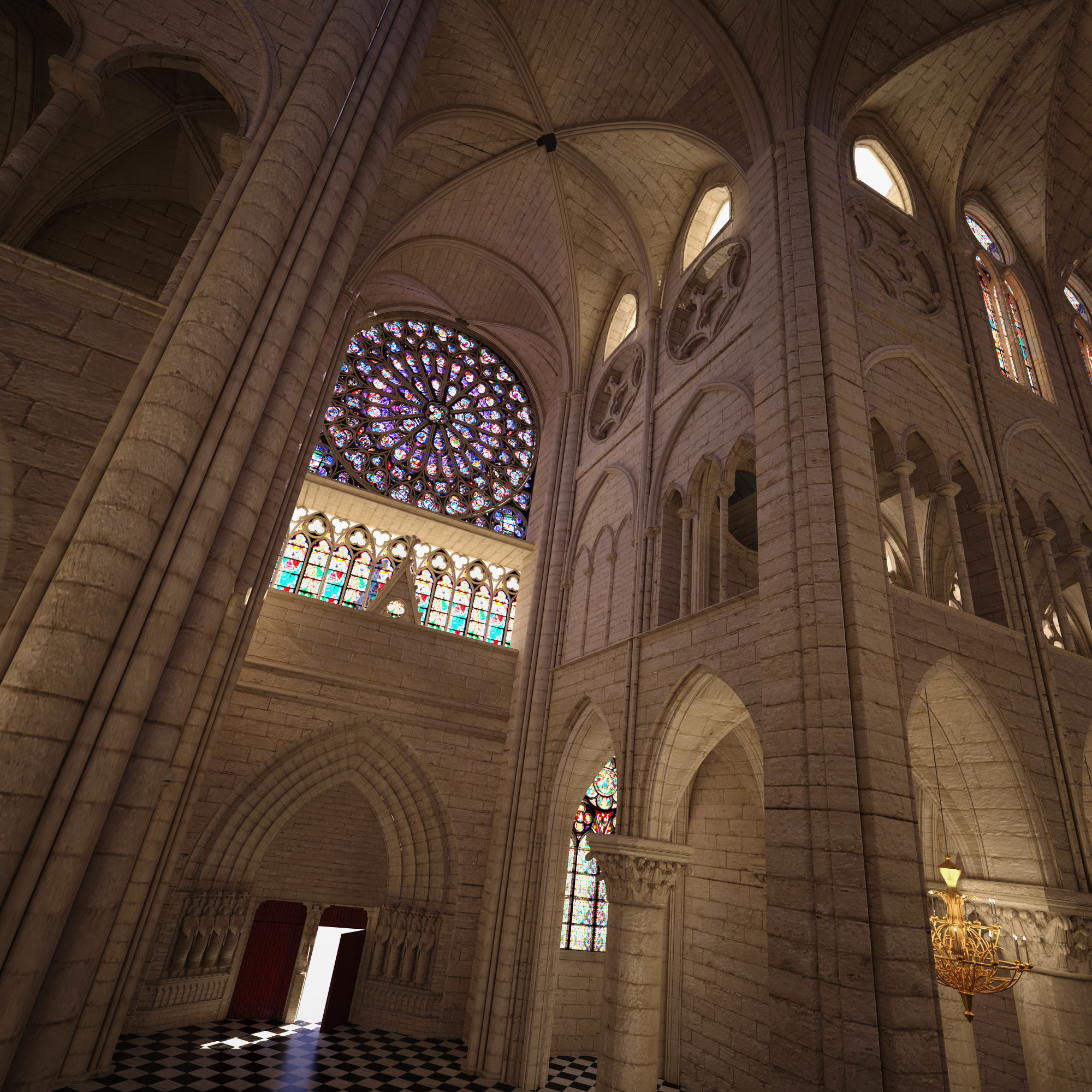 巴黎圣母院哥特式大教堂3d模型