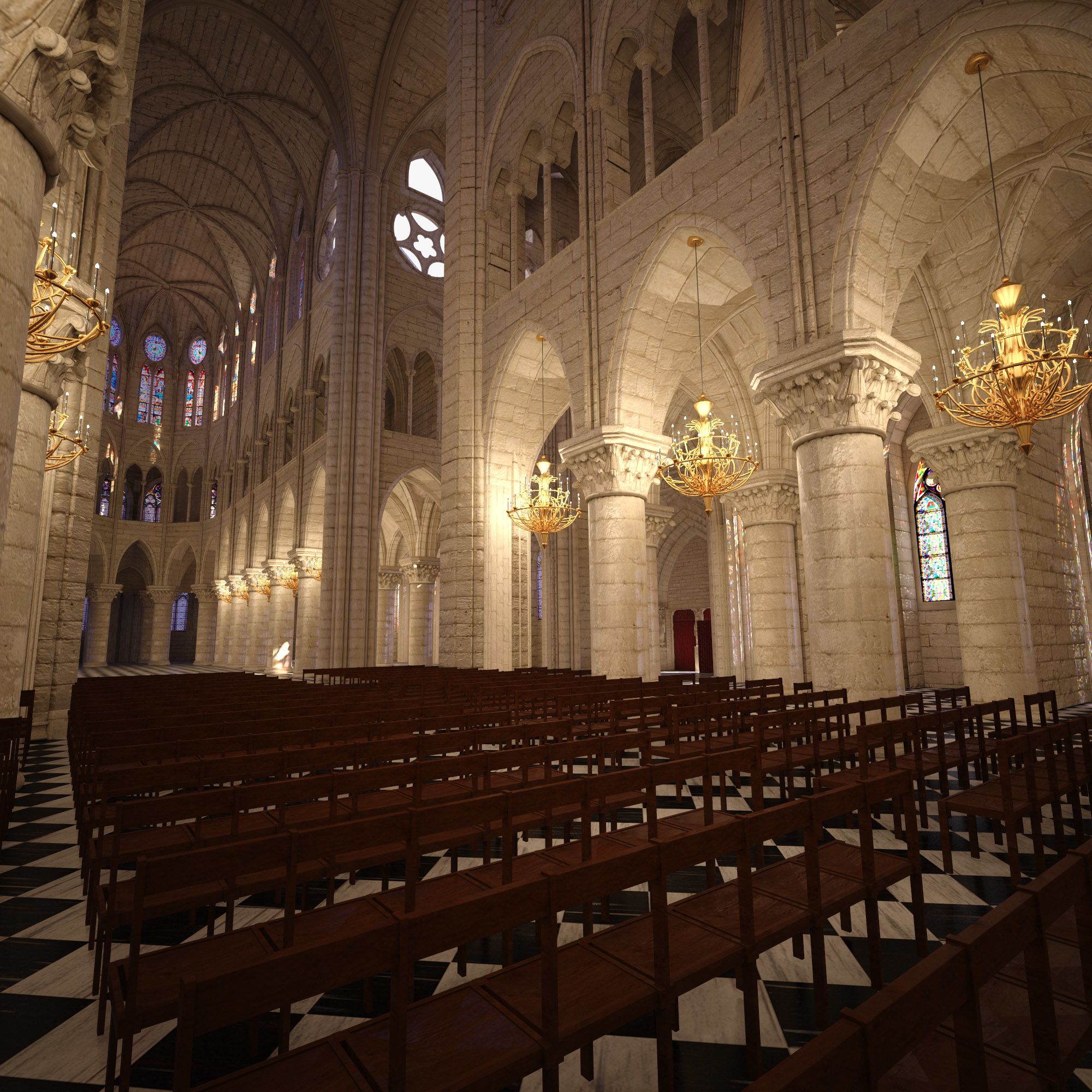 巴黎圣母院哥特式大教堂3d模型