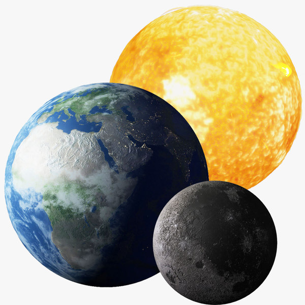3D model solar sun earth moon