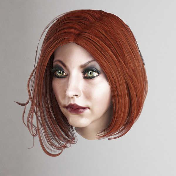 female hair 3 colors 3D model