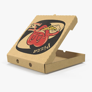 3D model open pizza box