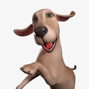 cartoon rigged dog animation 3D