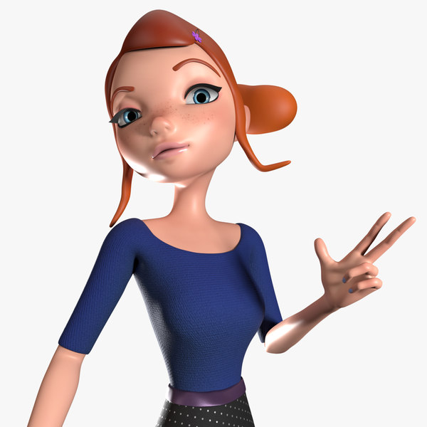 cartoon teenage girl 3D model