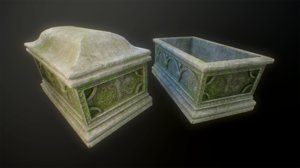 old mossy stone chest 3D