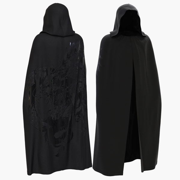 3D model black cloak long
